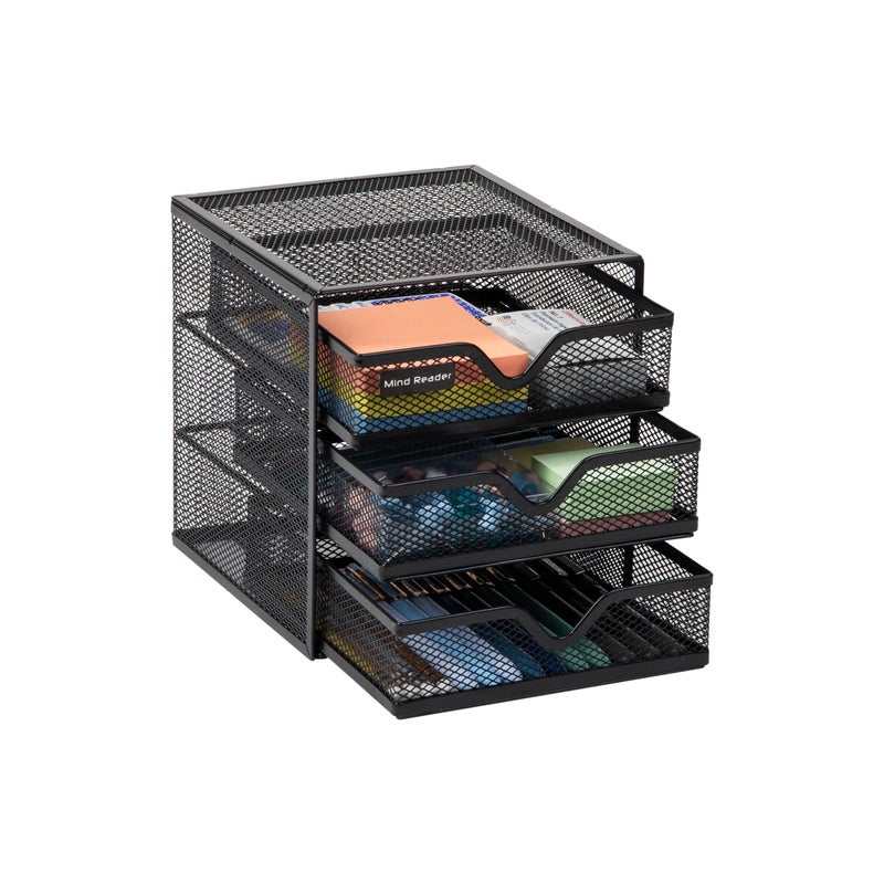 Mind Reader Desktop Accessory Storage, Desk Supplies, Organizer, Office, Metal Mesh, 6.25" L x 6.5" W x 6.5" H, Black - Image 1